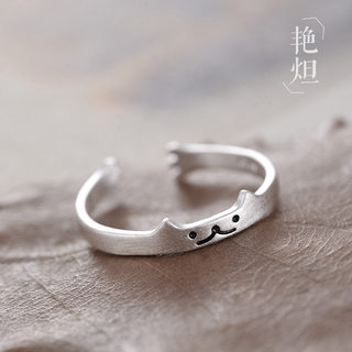 s925 Korean temperament joint cute cat ring