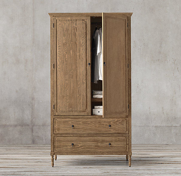 American country bedroom clothes overall cabinet French country full solid wood wardrobe European oak louver wardrobe storage cabinet