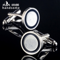 Simple round cufflinks exquisite small womens sleeves light color wild French shirt sleeve buckle gift box