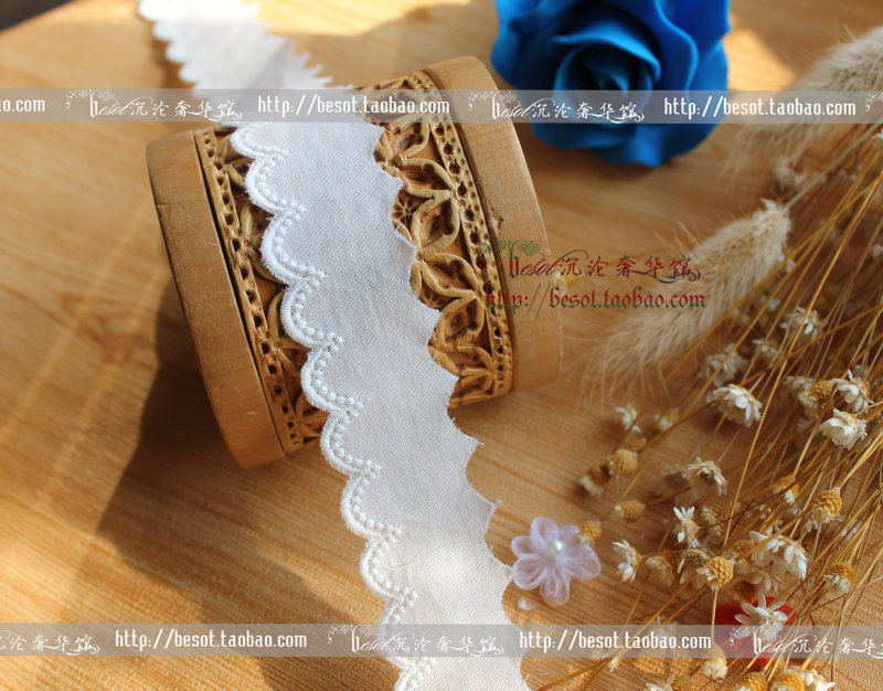 New high-quality lace DIY handmade clothing accessories 2 2cm round edge dots cotton embroidery