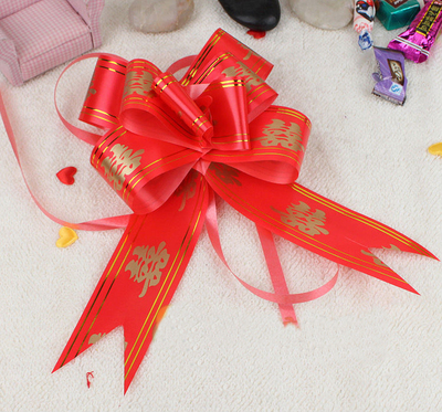 Wedding car decoration hand-drawn flower creative bow box ribbon ribbon car pull flower car door handle pull flower