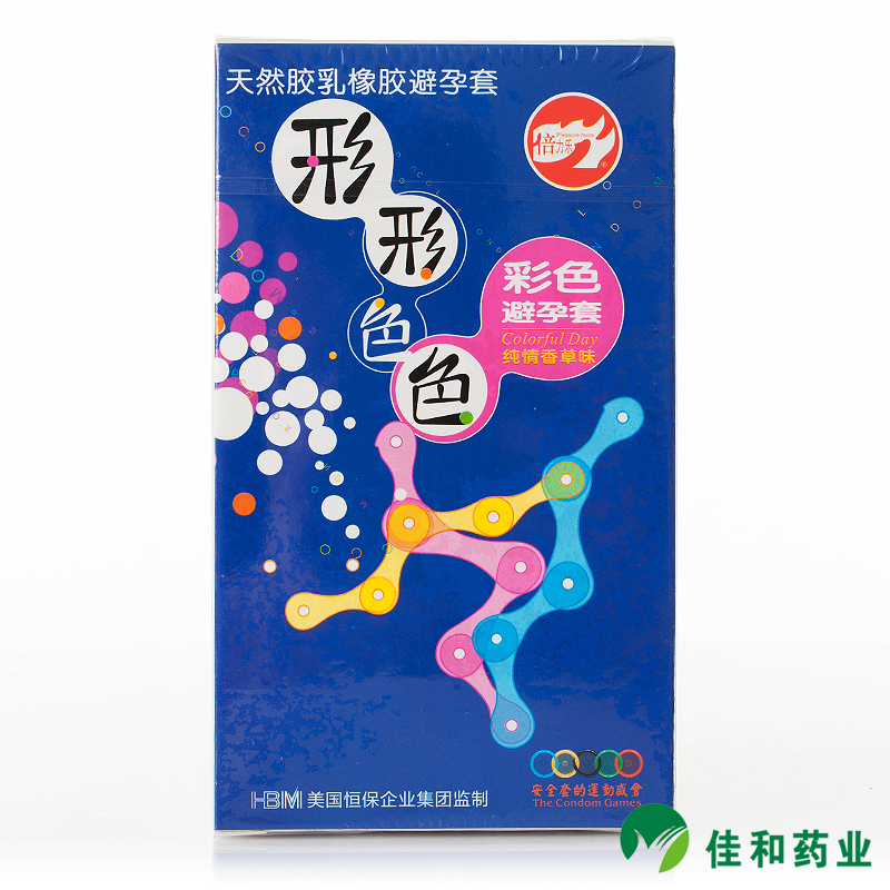 倍力乐形形色色 彩色避孕套10只情趣用品纯情香草味安全套保险套