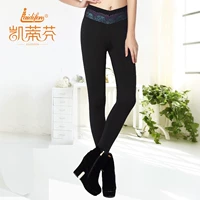 Quần legging cạp cao Katie Fen Quần lưới bằng vải thịt nữ 300 gram bên ngoài mặc quần giữ ấm cơ thể 5009/5560 quần tất nữ màu đen