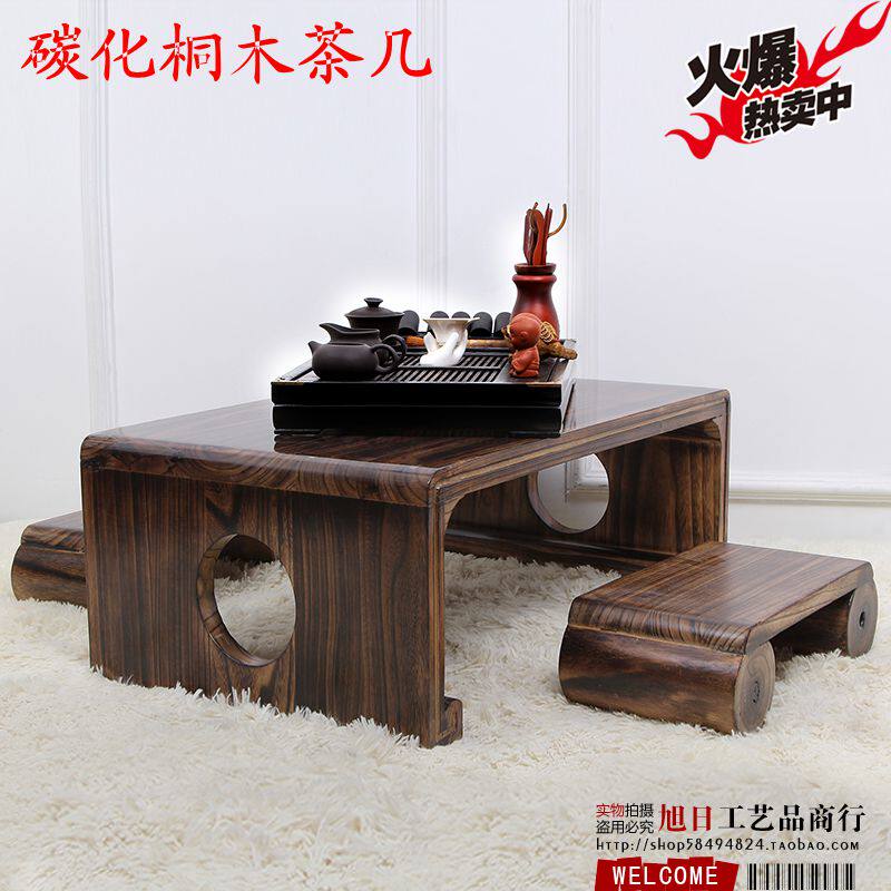 Burnt paulownia antique piano table imitation Han guqin low table solid wood coffee table tatami table low table kang table floor