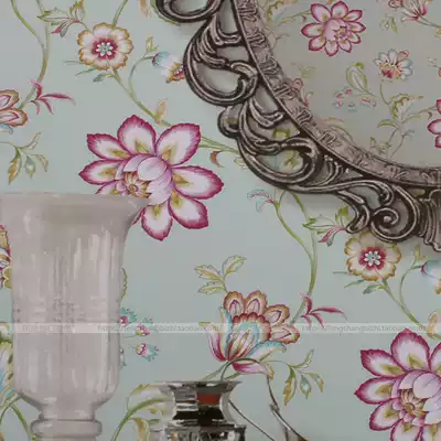 Fresh flowers AB version vertical stripe living room bedroom wallpaper American imported seabrook paper wallpaper