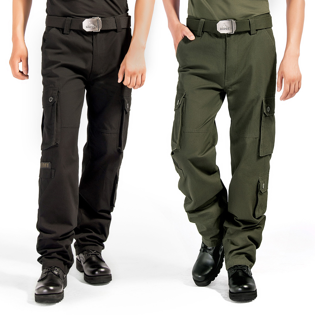 Outdoor overalls men's military fans, field clothing, cotton straight tube tactics, spring and autumn loose military pants, special forces, Green Black