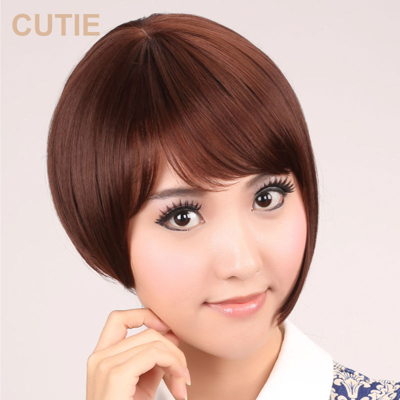 Petit wig female personality short hair female fluffy skinned sea bobo head face fixed real wave head shot short hair