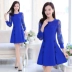 Mùa xuân và mùa thu mới mẹ thời trang nữ 30 - 35 tuổi Áo dài tay ren Hàn Quốc Áo thun dáng lửng đầm thiết kế váy đầm