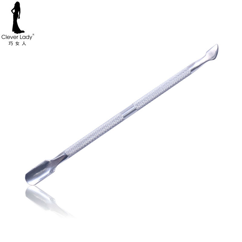 巧女人专业美甲不锈钢钢推 双头去死皮锉 去污垢去角质美甲工具