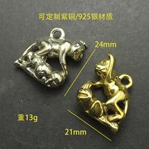 Pure Bronze Zodiac Monkey Hung Pendant Key Buckle Pendant Brass White Bronze Handcrafted Fine Polished Pendant