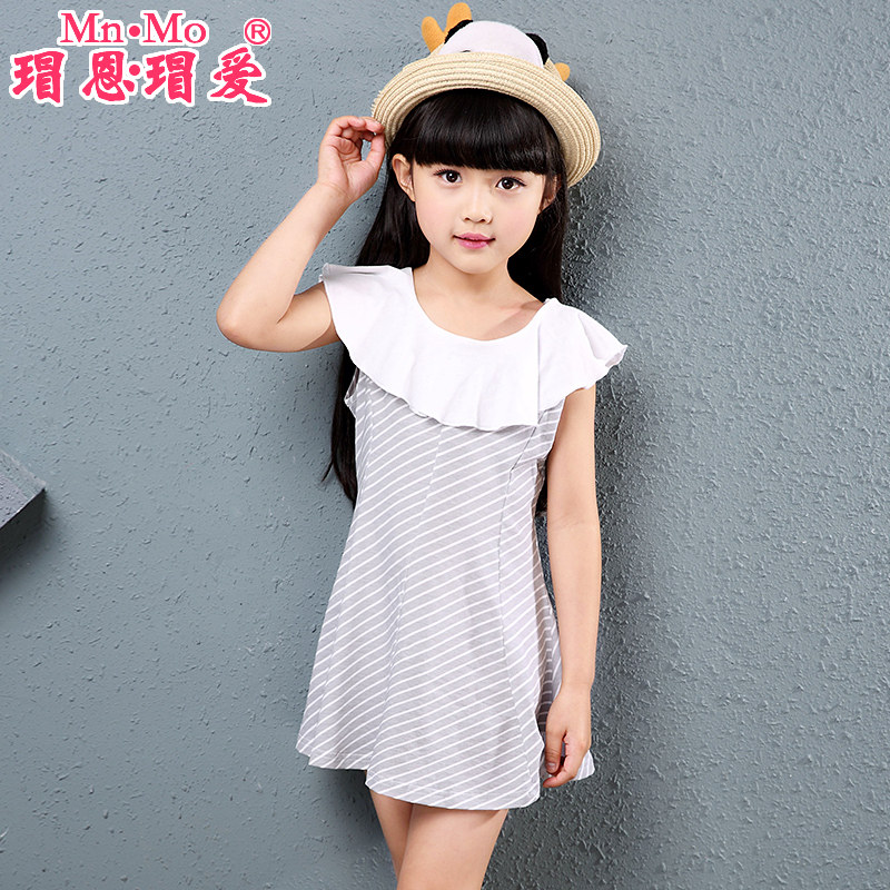 瑁恩瑁爱女童无袖连衣裙中大童学生裙2016夏季童装儿童裙子淑女裙