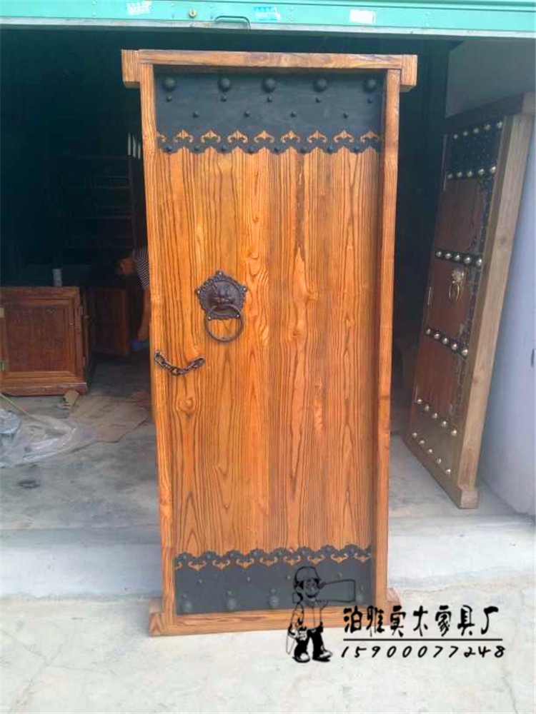 7 iron single door south elm antique outdoor old-fashioned wooden door solid wood door old elm Chinese-style villa door