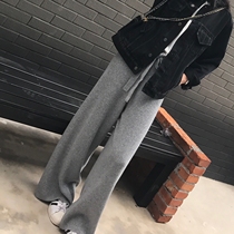 Fanle Studios Womens Merino Wool Knitted Wide Leg Pants Trousers Slacks Self-contained