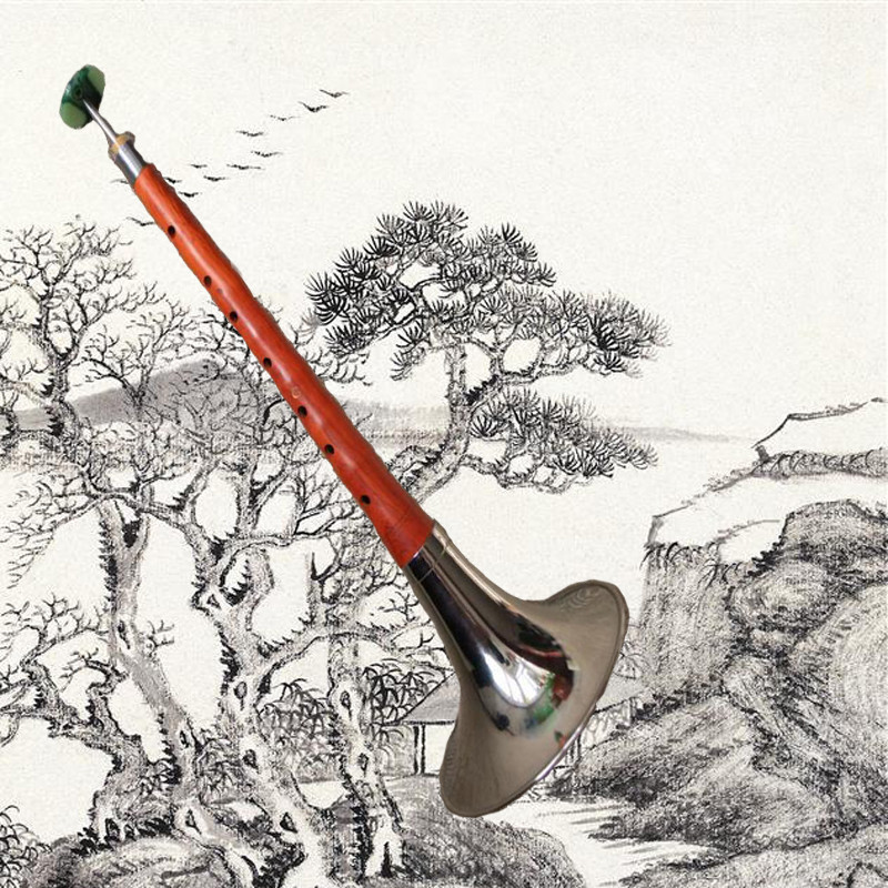 Yanjing folk tune safflower pear wood suona horn red and white happy event musical instrument professional sound quality fine mahogany