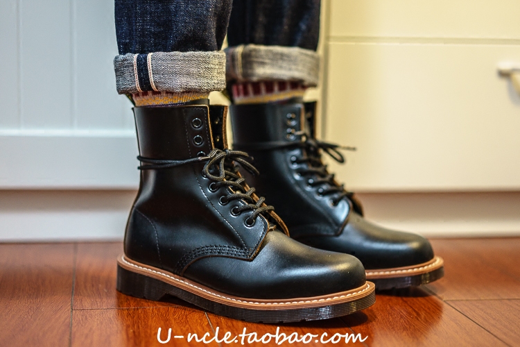Uncle U Goodyear 1460 real cowhide retro punk black big head Martin boots men and women couple boots handmade boots