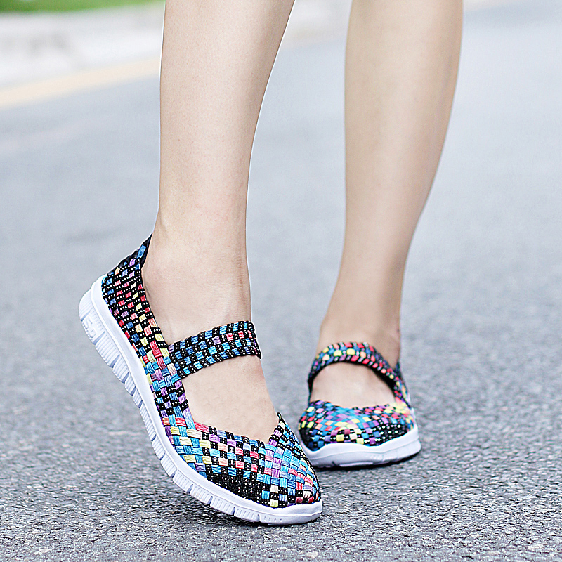 Spring and autumn women's shoes flat middle elderly mommy shoes hand-knitting shoes women's shoes summer women's shoes casual net shoes