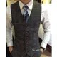 Hàn Quốc British East Gate Slim đôi ngực phù hợp với nam ba mảnh phù hợp với kinh doanh phù hợp với kẻ sọc vest nam Suit phù hợp