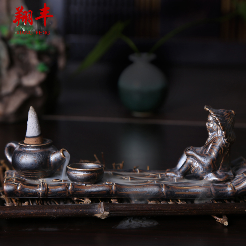 Xiang feng back censer tea aroma stove ceramic sank sandalwood incense buner creative ornamental lotus pond moonlight tower mail sachets