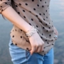 1BY1 gốc 925 sterling bạc đính cườm vòng tay vòng cổ nữ nhiều lớp nhẫn đa năng khí thời trang Nhật Bản và Hàn Quốc đá thạch anh tóc vàng