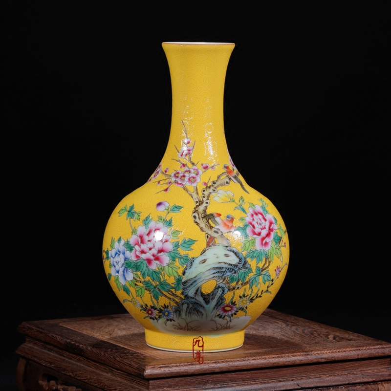 Furnishing articles jingdezhen enamel pastel colored antique hand - made floret bottle mini ceramics Chinese style decoration