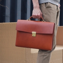 Monkey handmade bag×Business lightweight portable briefcase cowhide computer bag A4 file information bag customization