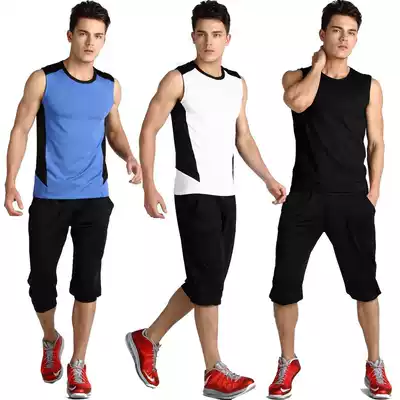 Luyvat gym sports fitness set men's training suit men's spring and summer quick-drying tight short sleeve running suit