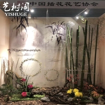 Simulation green bamboo rod bamboo fake bamboo real bamboo pole brush green paint bamboo pole screen phoenix ornaments decorative floral design supplies