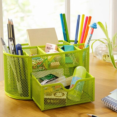 Creative office stewards Metal mesh collection box Desktop finishing cute stationery pen cylinder