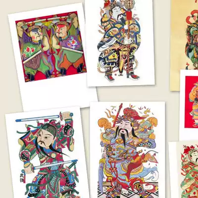 Ancient Chinese traditional Door God Qin Qiong Yuchi Gong Shen Yu Li Yu Yu Li Li wooden wood carving art postcard