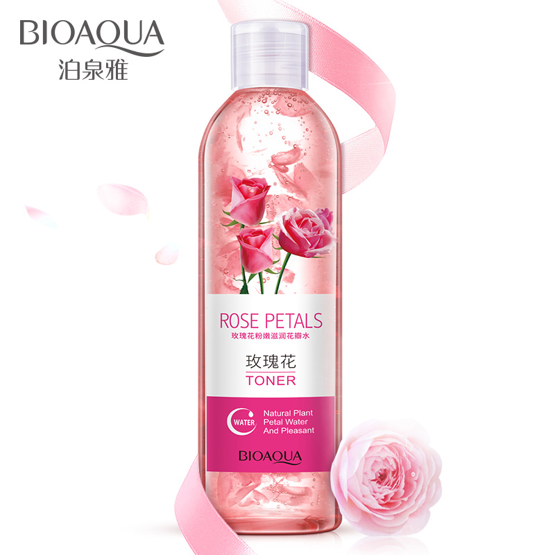 泊泉雅玫瑰花粉嫩滋润花瓣爽肤水保湿补水提亮肤色控油化妆品女