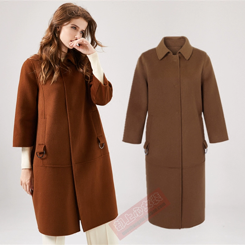 Áo châu Âu làm bằng tay áo hai mặt cashmere mùa đông dài ba phần tư tay áo len chia áo len - Trung bình và dài Coat