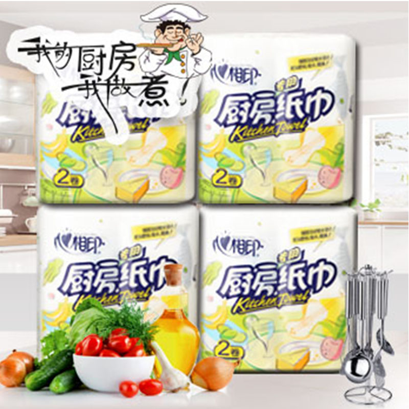 Heartheart Phase Print Kitchen Paper KT102 Cuisine Paper Towel Suction Oil Toilet Paper Broken Rolls Paper 8 Rolls With Napkins-Taobao