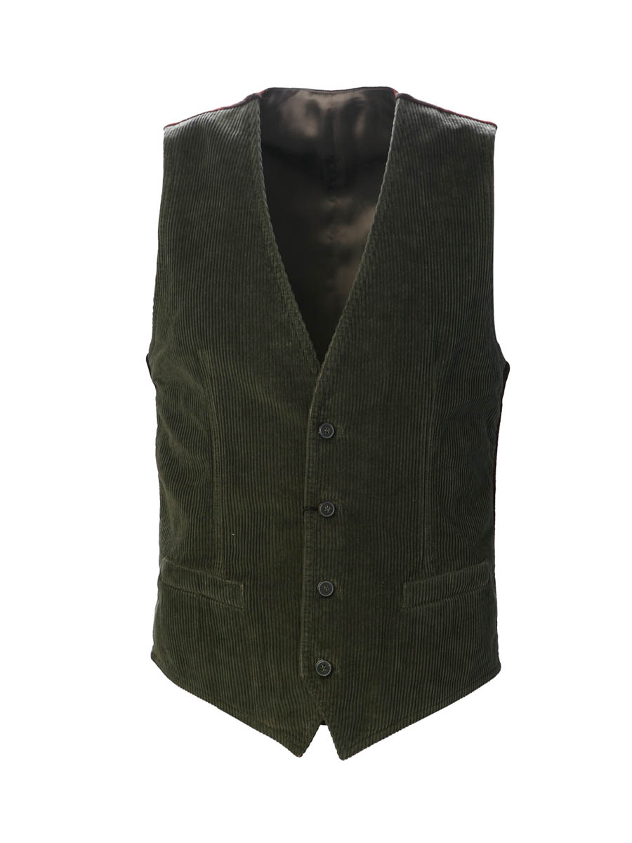 Dolce&Gabbana 绿色竖纹拼红色格纹马甲