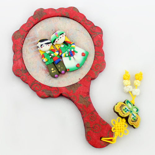 Korean Folk Retro Man Puppet Cartoon Korean Suit Doll Handle Mirror Cosmetic Mirror Portable With Carry-on Cosmetic Mirror-Taobao