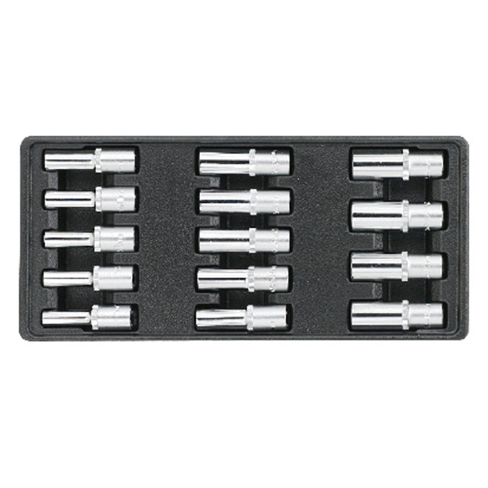 Eertuoオリジナル自動車修理工具 14ピース 1/2インチ六角ロングソケットトレイセット YT-5539