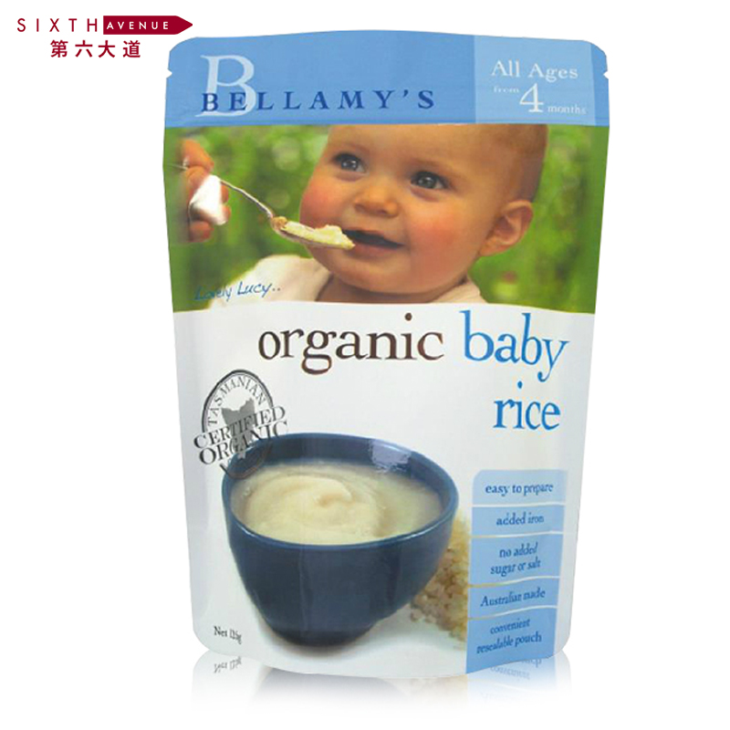 澳洲Bellamy's Organic 贝拉米有机原味补铁米粉 补充矿物质 正品