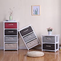 Simple bedside table simple modern rattan storage cabinet storage cabinet solid wood locker bedroom side cabinet multi-layer