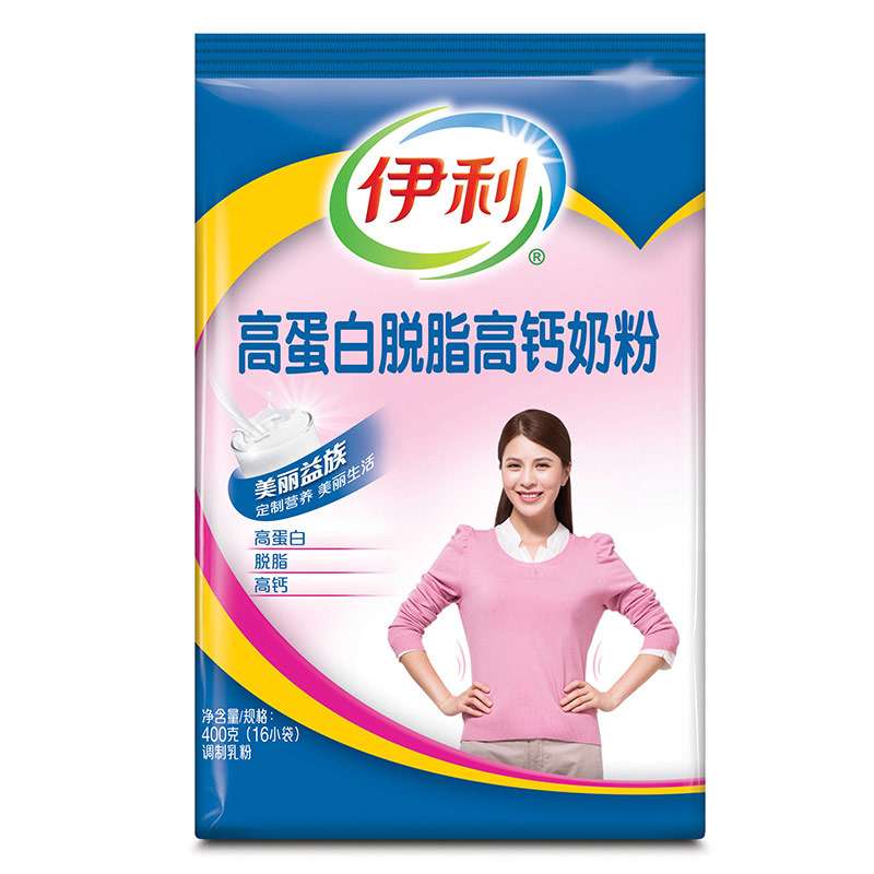 【苏宁易购】伊利 高蛋白高钙脱脂奶粉400g