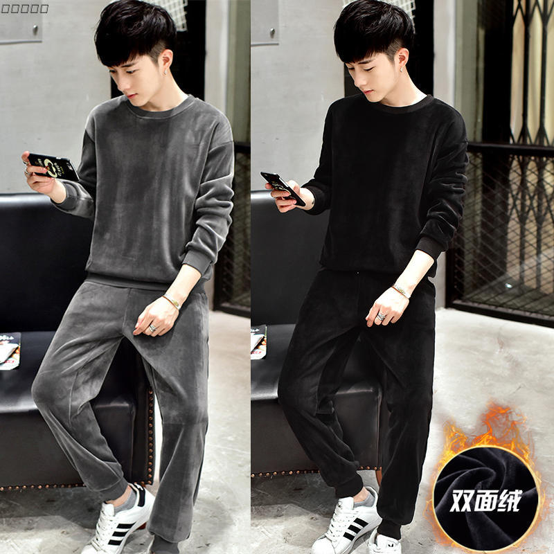 Swan Velvet Oversized Tracksuit for Men and Women, Couple's Spring Casual Sportswear, Fleece Sweatshirt Two-Piece Set, Trendy