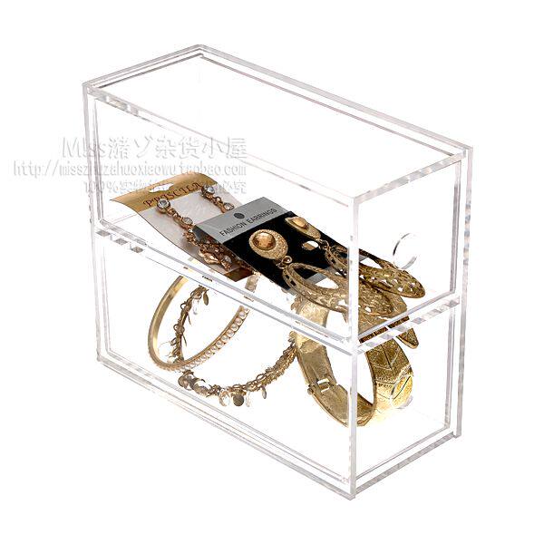 Transparent two-layer sunglasses glasses eyebrow pencil lipstick cosmetic jewelry jewelry tape display drawer storage box box