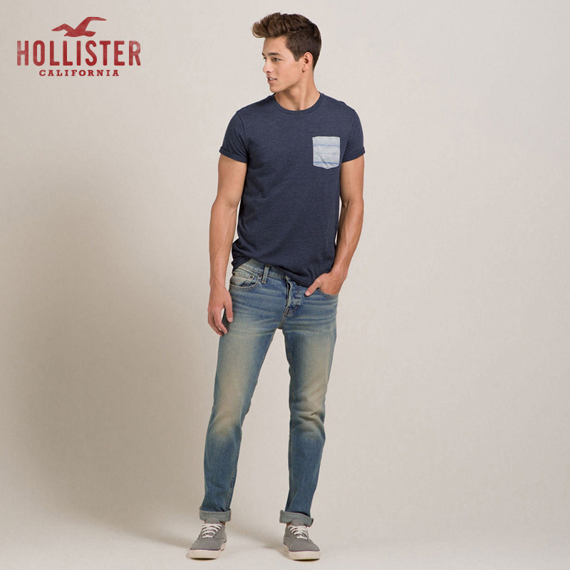 Hollister 修身窄脚牛仔裤 带有纽扣式门襟 男 65176