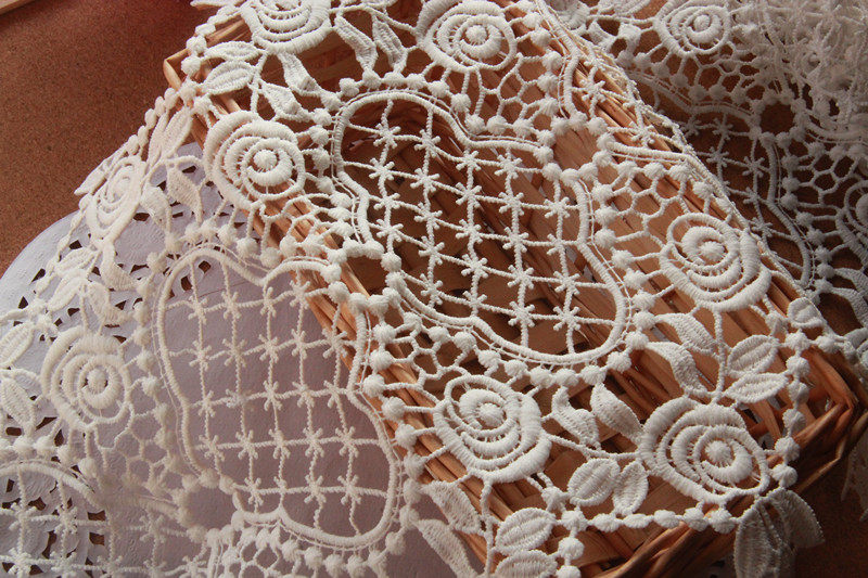 Handmade DIY clothing accessories day single lace white retro window flower milk silk embroidered lace wide 24cm