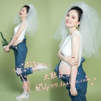 313 Rental pregnant woman photo Casual fresh photo fashion denim clothes Photo studio pregnant photo Big belly photo clothing