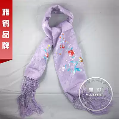 Hot recommended Yahe Xiang embroidered silk scarf long silk scarf pure hand embroidery craft gift decoration high-grade satin shawl