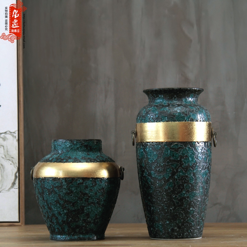 Grain dry flower vases, creative home stay facility wind art pottery ancient verdigris do old flower, flower interior furnishing articles