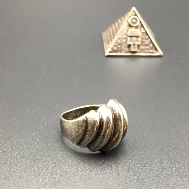 Vintage Western Retro Silver Decoration 1970s US Dome Thread Ring 925 Pure Silver Mark Ring for men and women