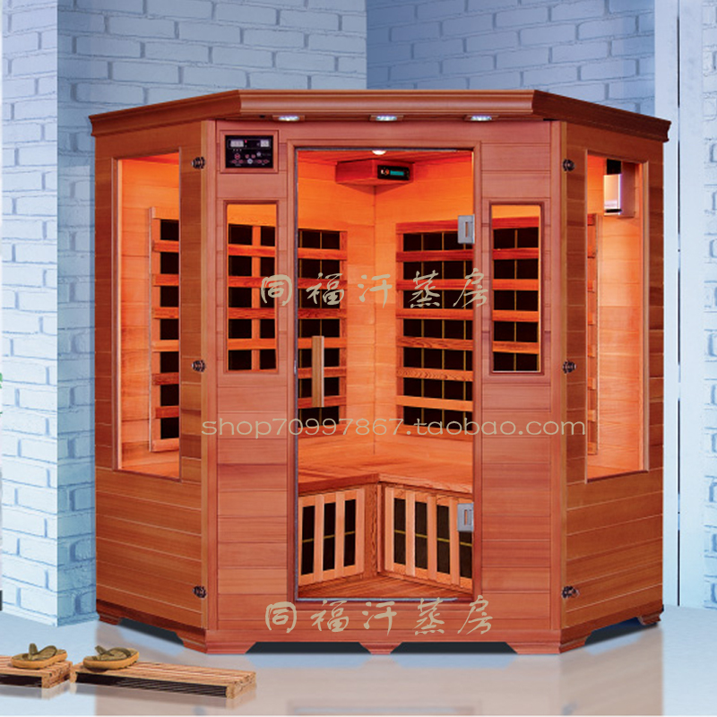Four-person red cedar sweat steam room Household Tomalin Tourmaline Korean sweat steam room Construction yoga room Sauna room