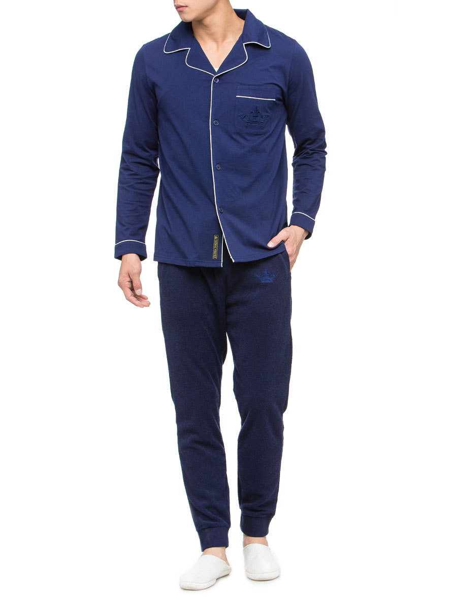 ROYAL VELVET|蓝色大翻领全棉睡衣