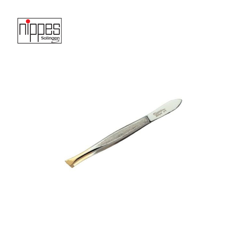 Nippes/尼佰世37SGP缎光镀金拉丝斜角镊子德国原装进口修眉去毛器
