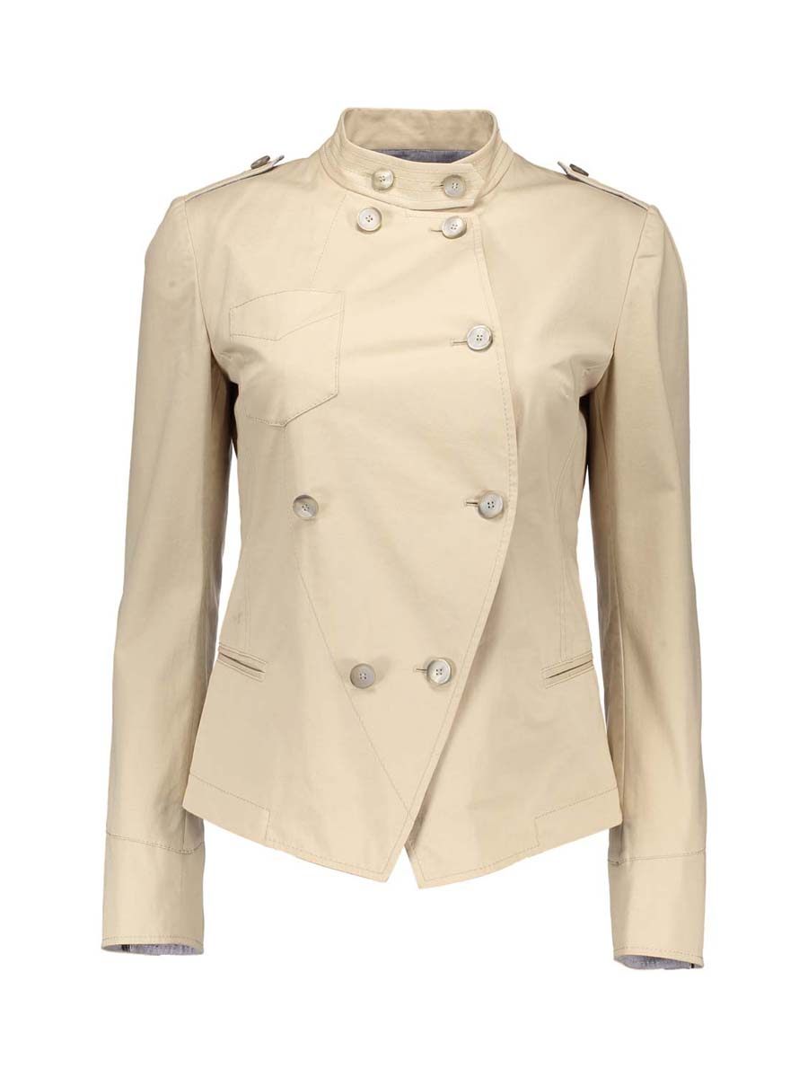 Dolce&Gabbana 驼色立领斜襟纽扣饰外套